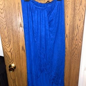 Large blue high low skirt
